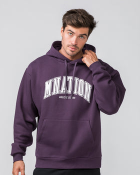 Varsity Oversized Hoodie - Midnight Plum