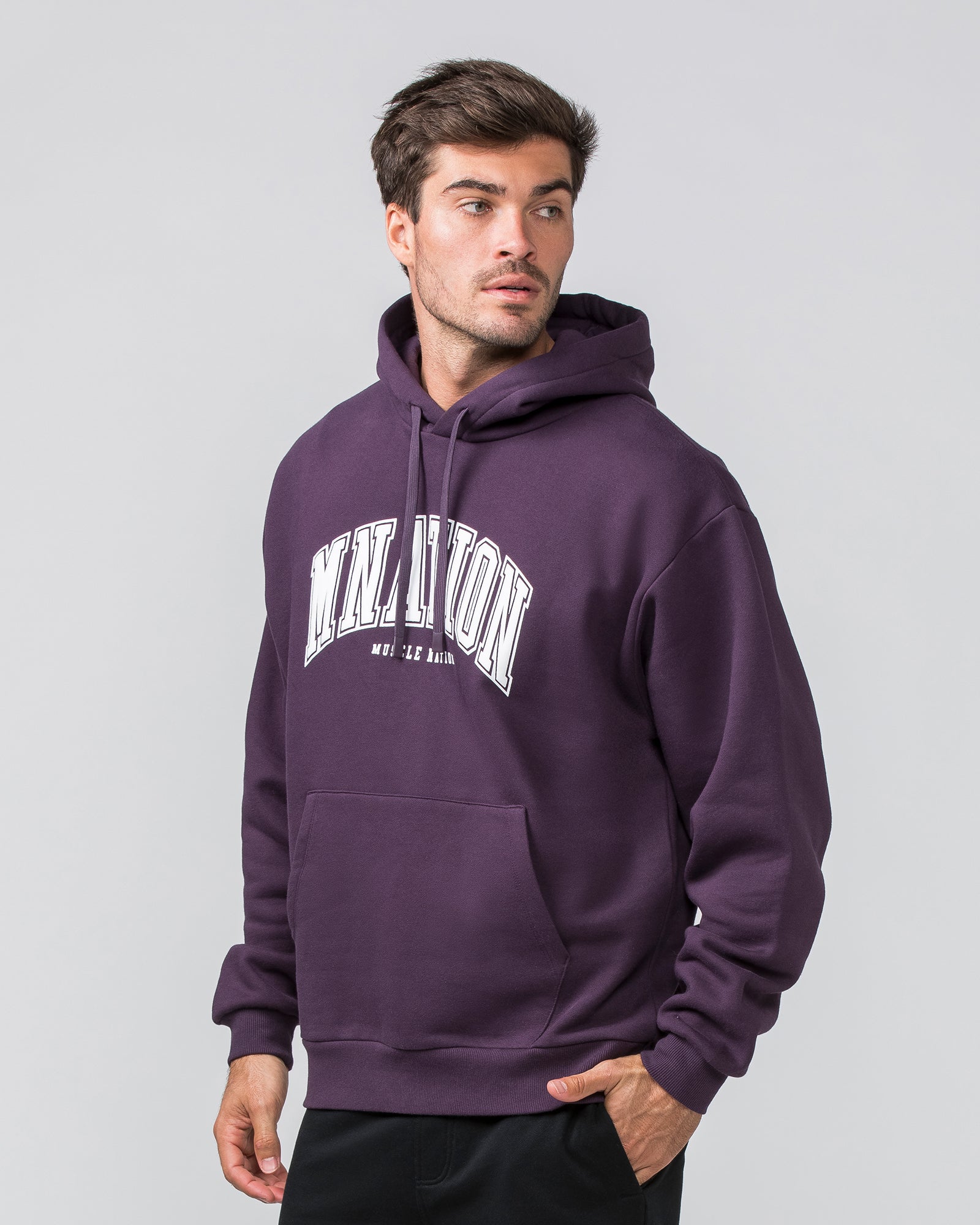 Varsity Oversized Hoodie - Midnight Plum