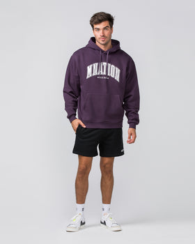 Varsity Oversized Hoodie - Midnight Plum