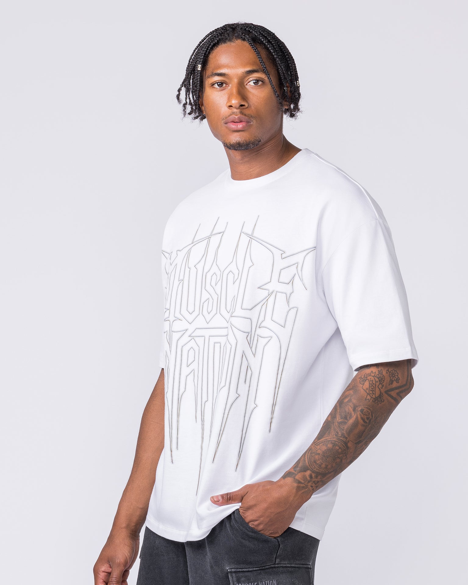 Metalcore Oversized Tee - White-T-Shirts-XS-022627WHT-XS-MNAPPRL48736-4-Muscle Nation
