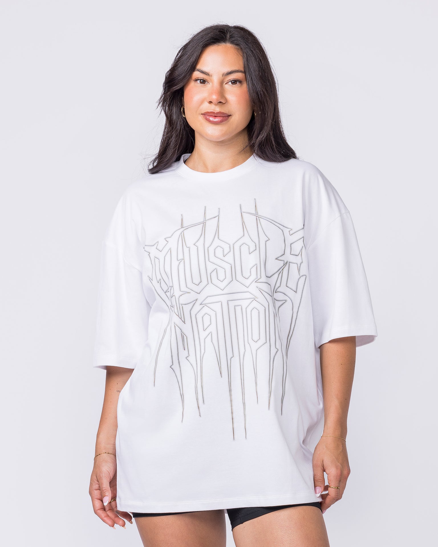 Metalcore Oversized Tee - White-T-Shirts-XS-022627WHT-XS-MNAPPRL48736-8-Muscle Nation