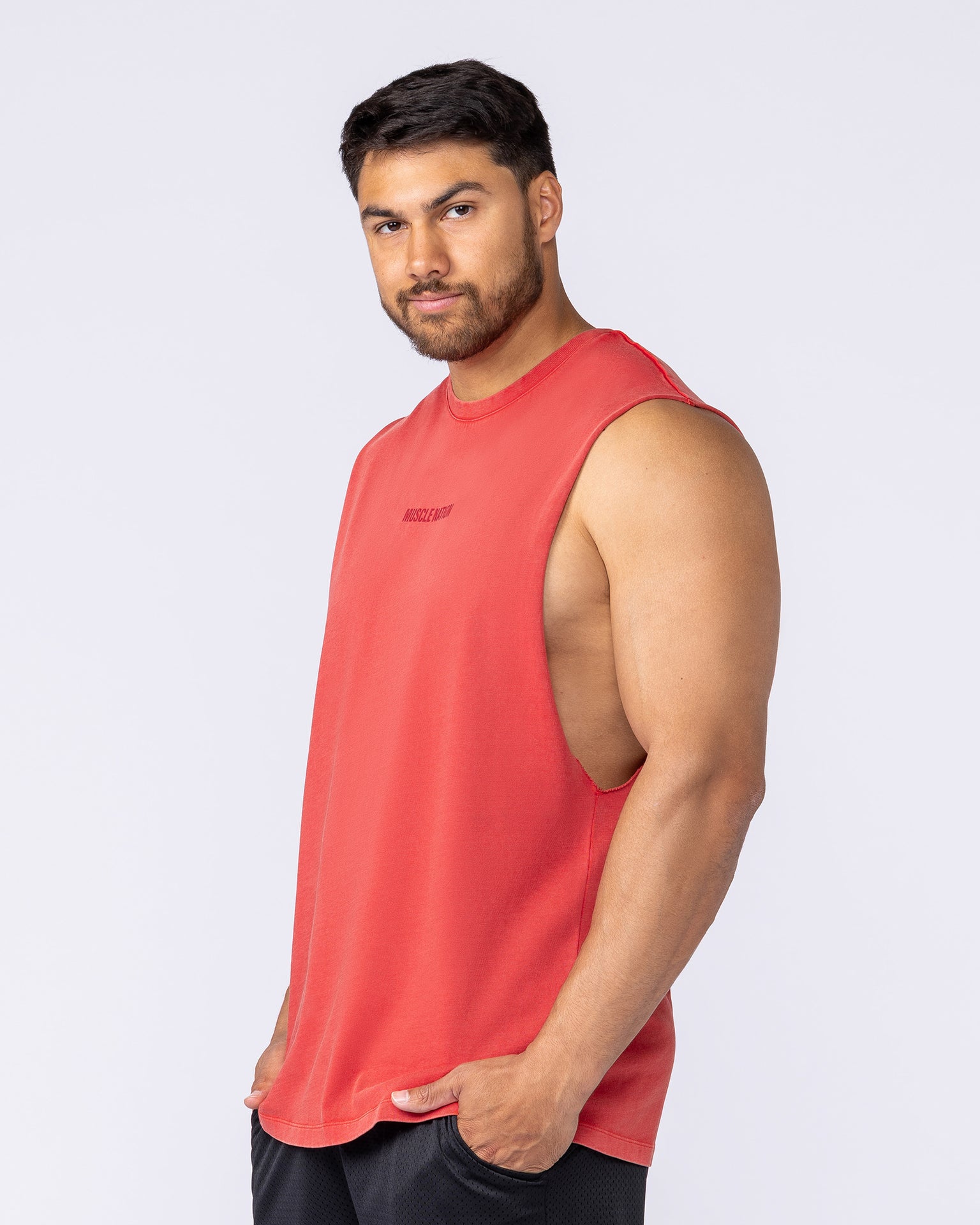 Vintage Training Drop Arm Tank - Washed Red-Singlets & Tanks-XS-1125189WSHRED-XS-MNAPPRL48803-3-Muscle Nation