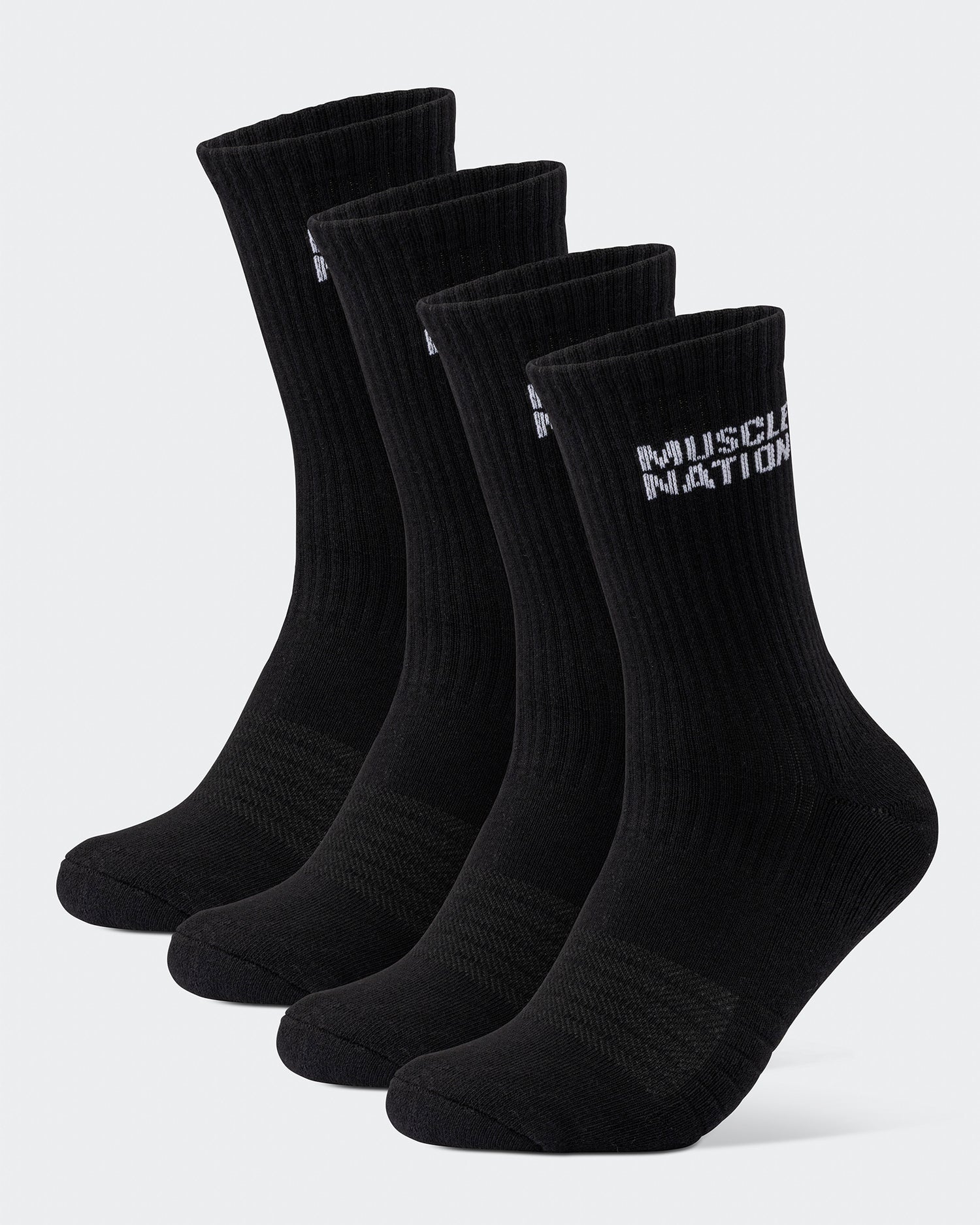 Mens Essential Crew Socks (2x Pack) - Black-Socks-Black-AC092311BLK-ONE-MNAPPRL26522-1-Muscle Nation