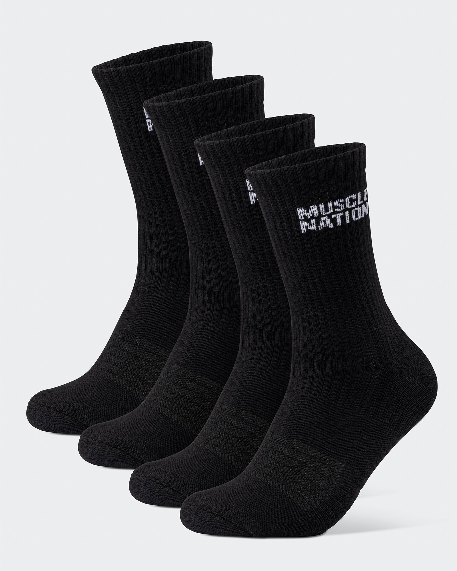 Mens Essential Crew Socks (2x Pack) - Black-Socks-Black-AC092311BLK-ONE-MNAPPRL26522-1-Muscle Nation
