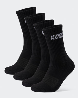 Mens Essential Crew Socks (2x Pack) - Black-Socks-Black-AC092311BLK-ONE-MNAPPRL26522-1-Muscle Nation