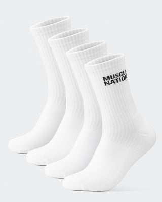 Mens Essential Crew Socks (2x Pack) - White-Socks-White-AC092311WHT-ONE-MNAPPRL26519-1-Muscle Nation