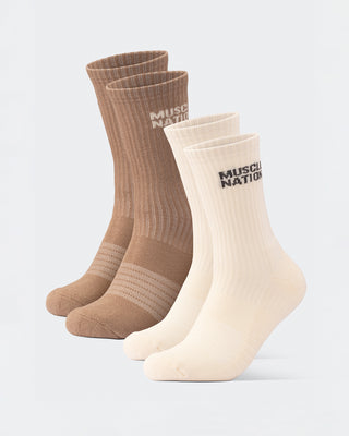 Mens Essential Crew Socks (2x Pack) - Taupe / Dew-Socks-Taupe / Dew-AC092311TAUPDEW-ONE-MNAPPRL26520-1-Muscle Nation