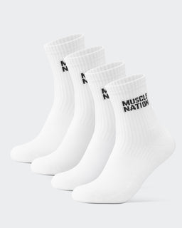 Womens Essential Crew Socks (2x Pack) - White-Socks-White-AC092310WHT-ONE-MNAPPRL26515-1-Muscle Nation
