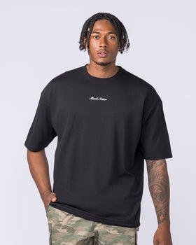 MN Loopback Oversized Tee - Black-T-Shirts-XS-012610BLK-XS-MNAPPRL48172-1-Muscle Nation