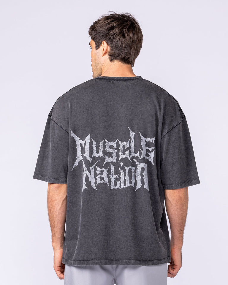 Metal Oversized Vintage Tee - Washed Black-T-Shirts-XS-1125135WSHBLK-XS-MNAPPRL47563-3-Muscle Nation