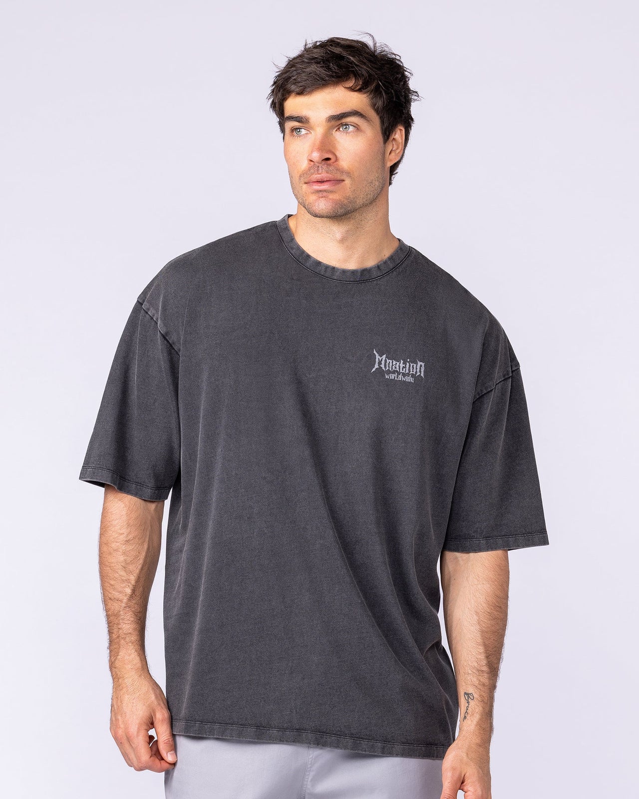 Metal Oversized Vintage Tee - Washed Black-T-Shirts-XS-1125135WSHBLK-XS-MNAPPRL47563-2-Muscle Nation