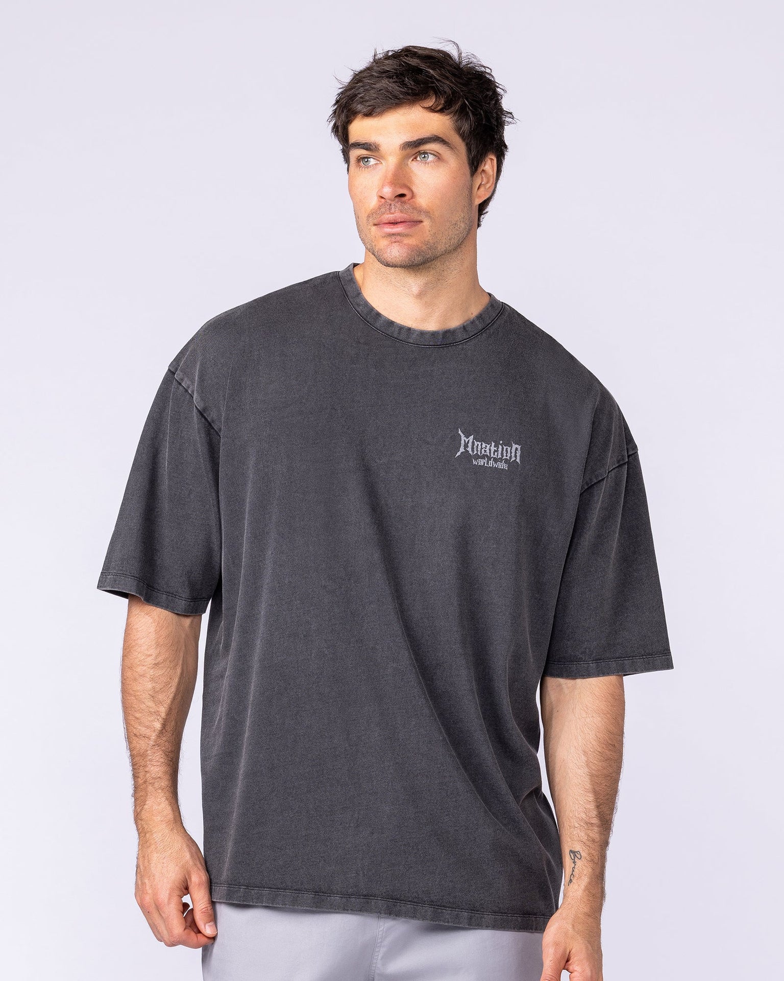 Metal Oversized Vintage Tee - Washed Black-T-Shirts-XS-1125135WSHBLK-XS-MNAPPRL47563-2-Muscle Nation