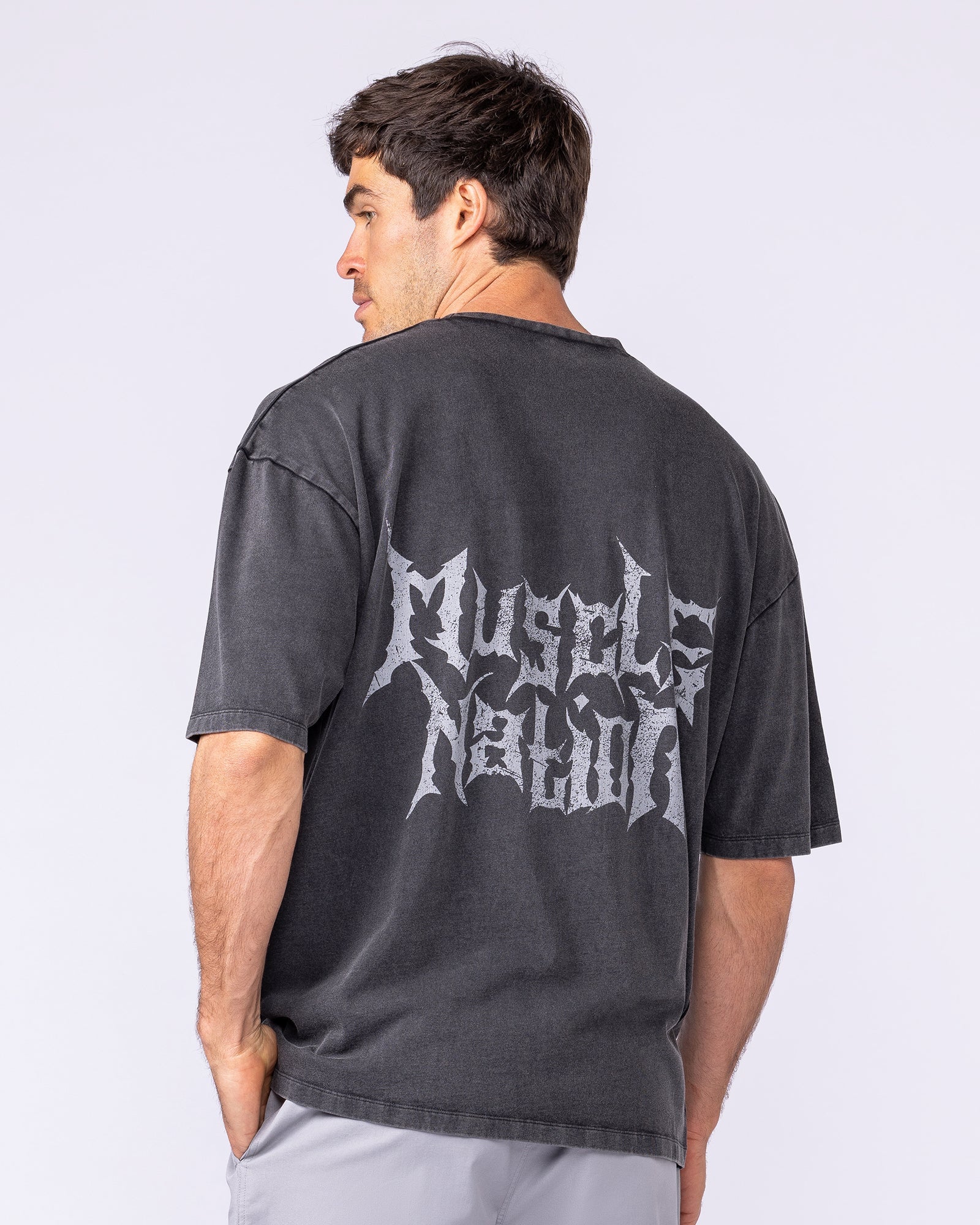Metal Oversized Vintage Tee - Washed Black-T-Shirts-XS-1125135WSHBLK-XS-MNAPPRL47563-5-Muscle Nation