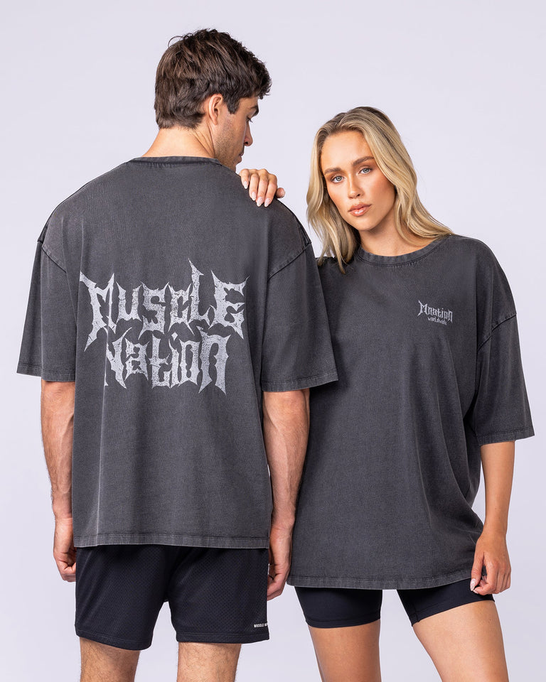 Metal Oversized Vintage Tee - Washed Black-T-Shirts-XS-1125135WSHBLK-XS-MNAPPRL47563-7-Muscle Nation