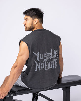 Metal Vintage Boxy Muscle Tank - Washed Black-Singlets & Tanks-S-1125148WSHBLK-S-MNAPPRL47571-1-Muscle Nation