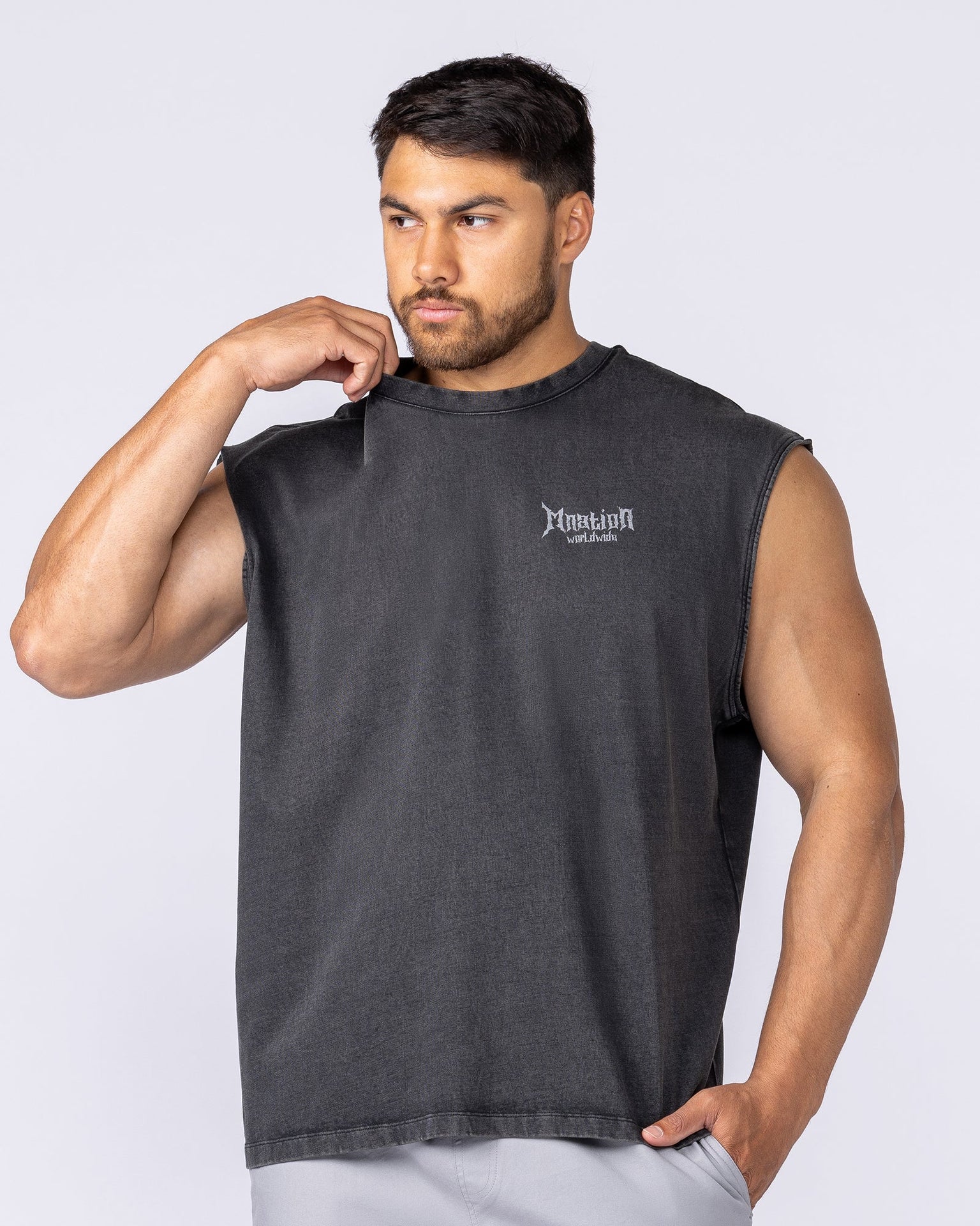 Metal Vintage Boxy Muscle Tank - Washed Black-Singlets & Tanks-S-1125148WSHBLK-S-MNAPPRL47571-2-Muscle Nation