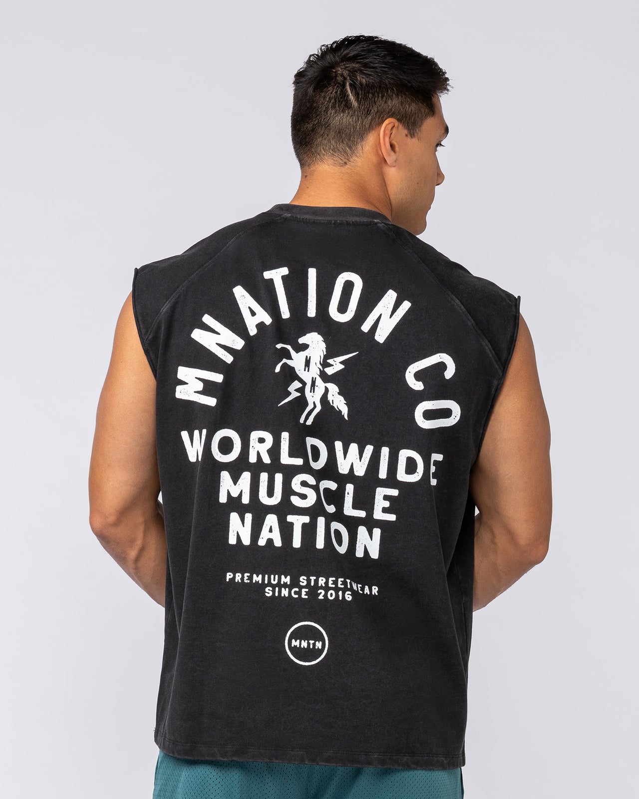 MNation Co Vintage Boxy Muscle Tank Washed Black - Muscle Nation men's muscle tank, view 5