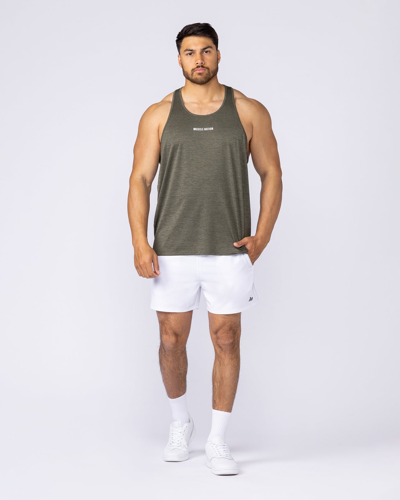 New Heights 4" Shorts - White-Shorts-S-1125159WHT-S-MNAPPRL47608-6-Muscle Nation