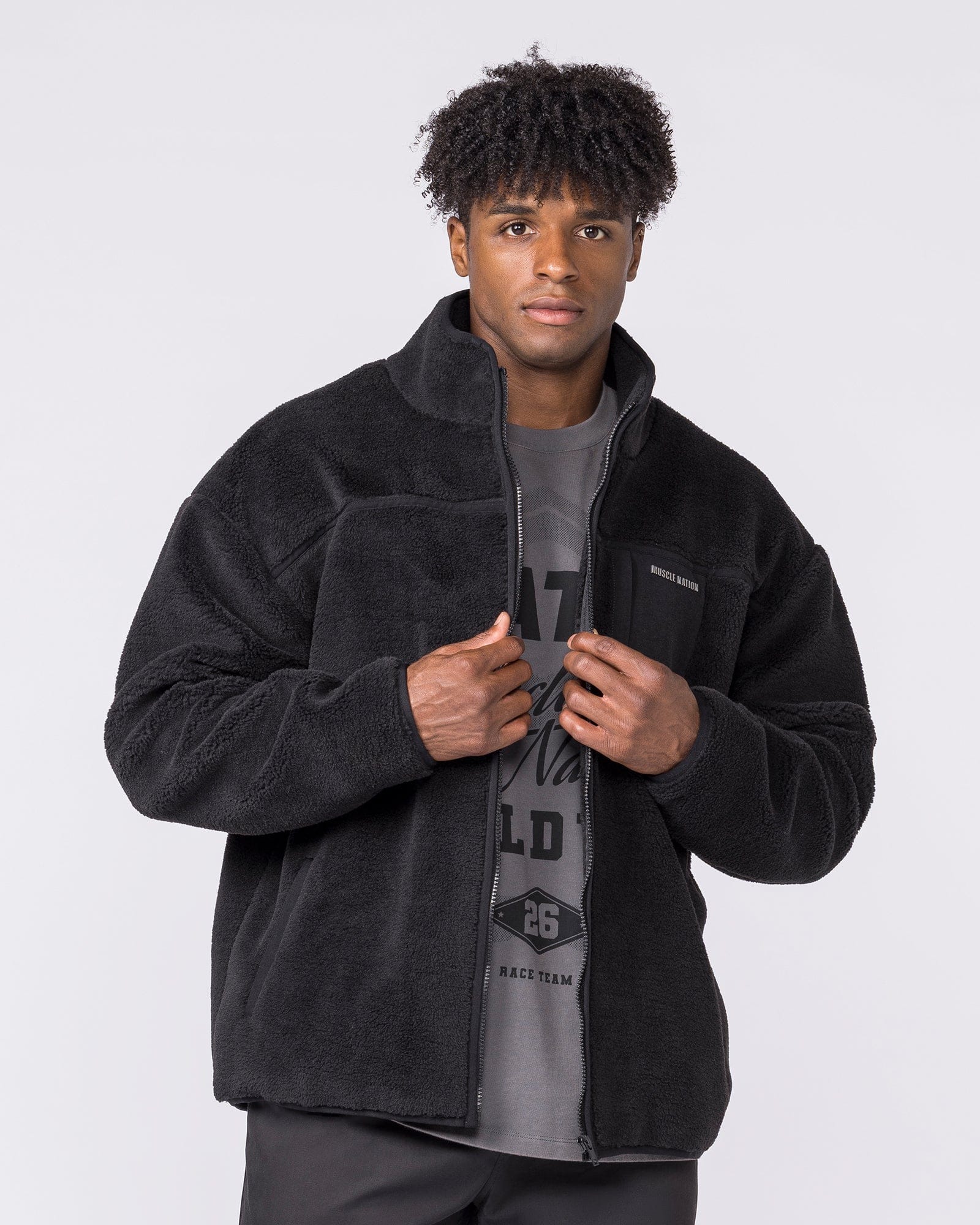 【Mellow】セミドライALL3.5mm 裏起毛ジャージ素材　M 黒 Nomad Sherpa Zip Through Jacket Black | Men's Jacket | Muscle Nation