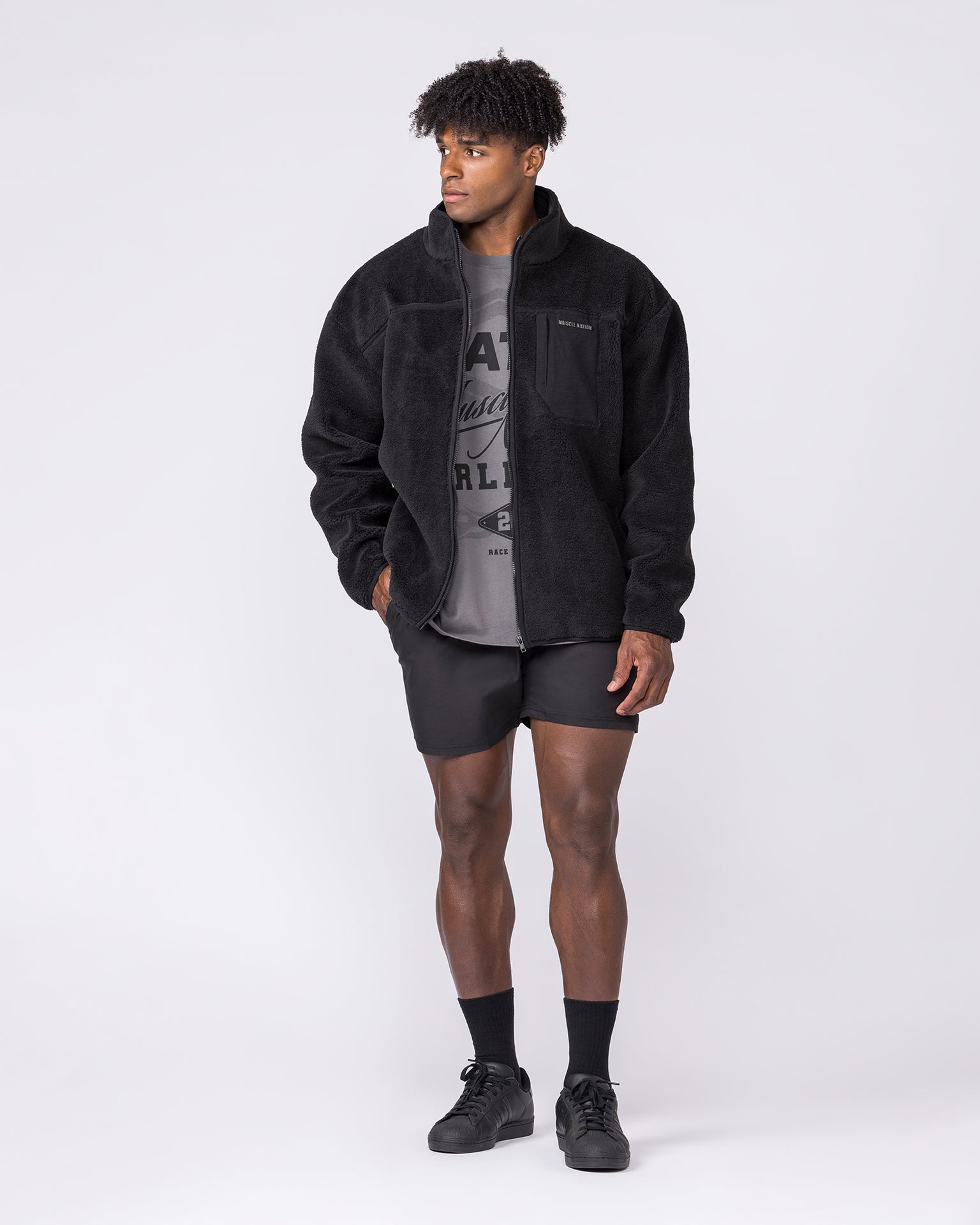 Nomad Sherpa Zip Through Jacket - Black-Jackets-S-032645BLK-S-MNAPPRL49709-7-Muscle Nation