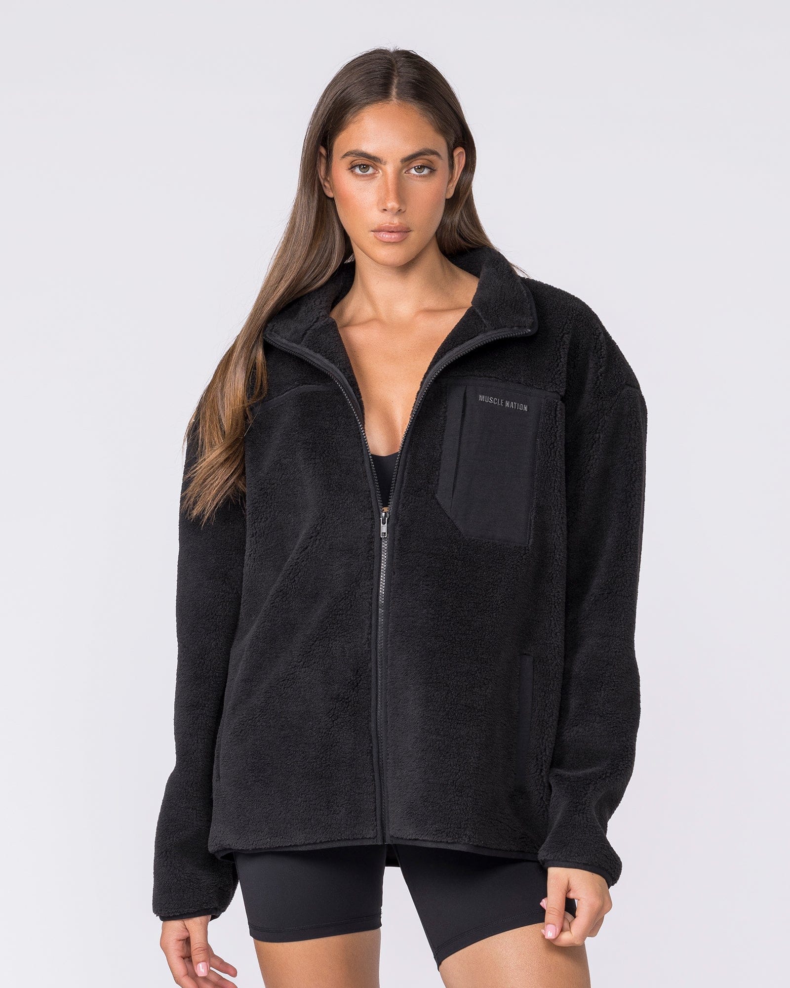 Nomad Sherpa Zip Through Jacket Black | Men's Jacket | Muscle Nation