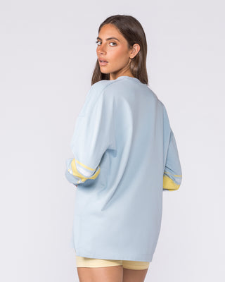 Numero Loopback Oversized Long Sleeve Top - Blue Bell-Long Sleeve T-Shirts-XXS-032615BLBL-XXS-MNAPPRL49395-2-Muscle Nation