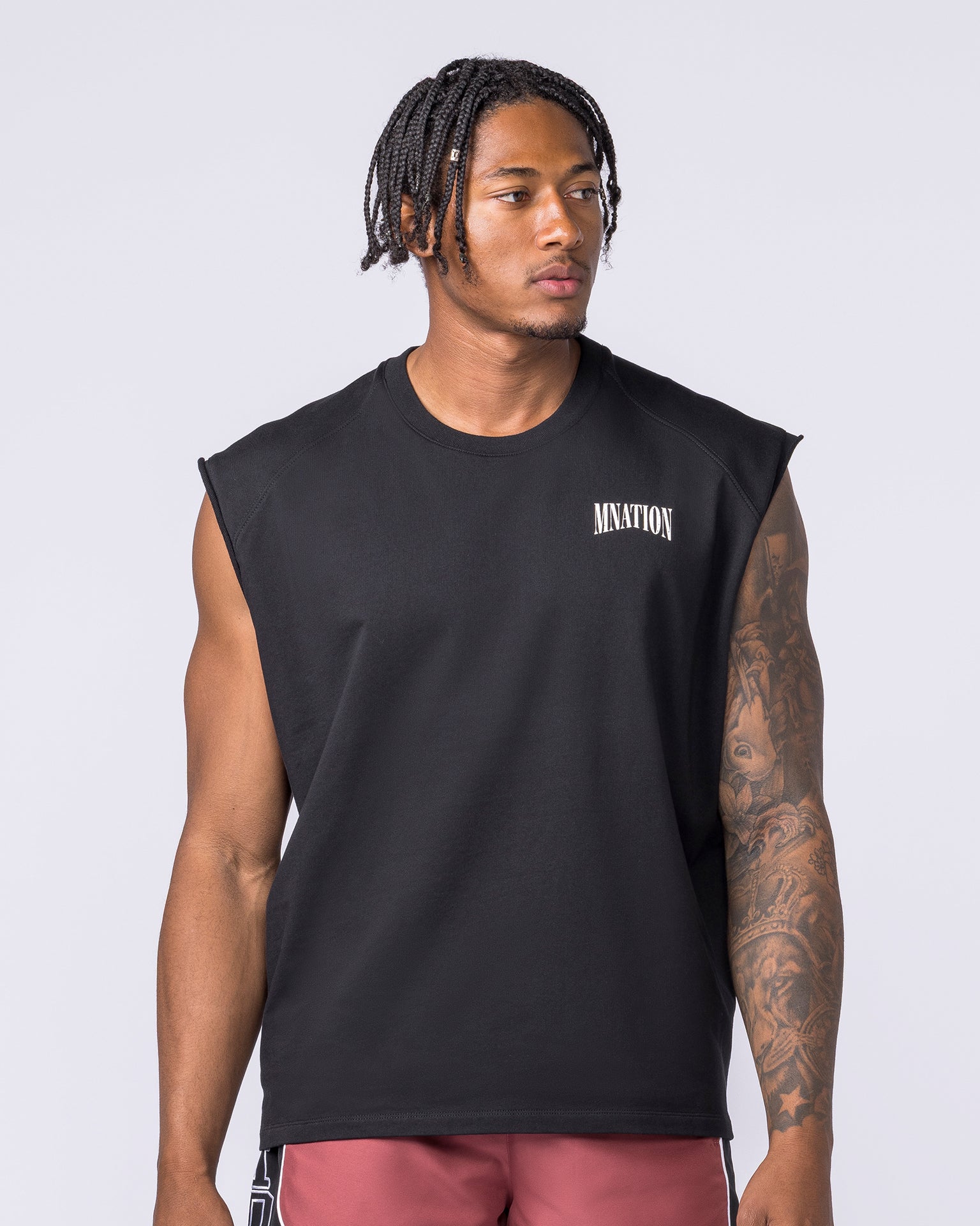 Off Duty Boxy Muscle Tank - Black-Singlets & Tanks-S-022621BLK-S-MNAPPRL48677-2-Muscle Nation