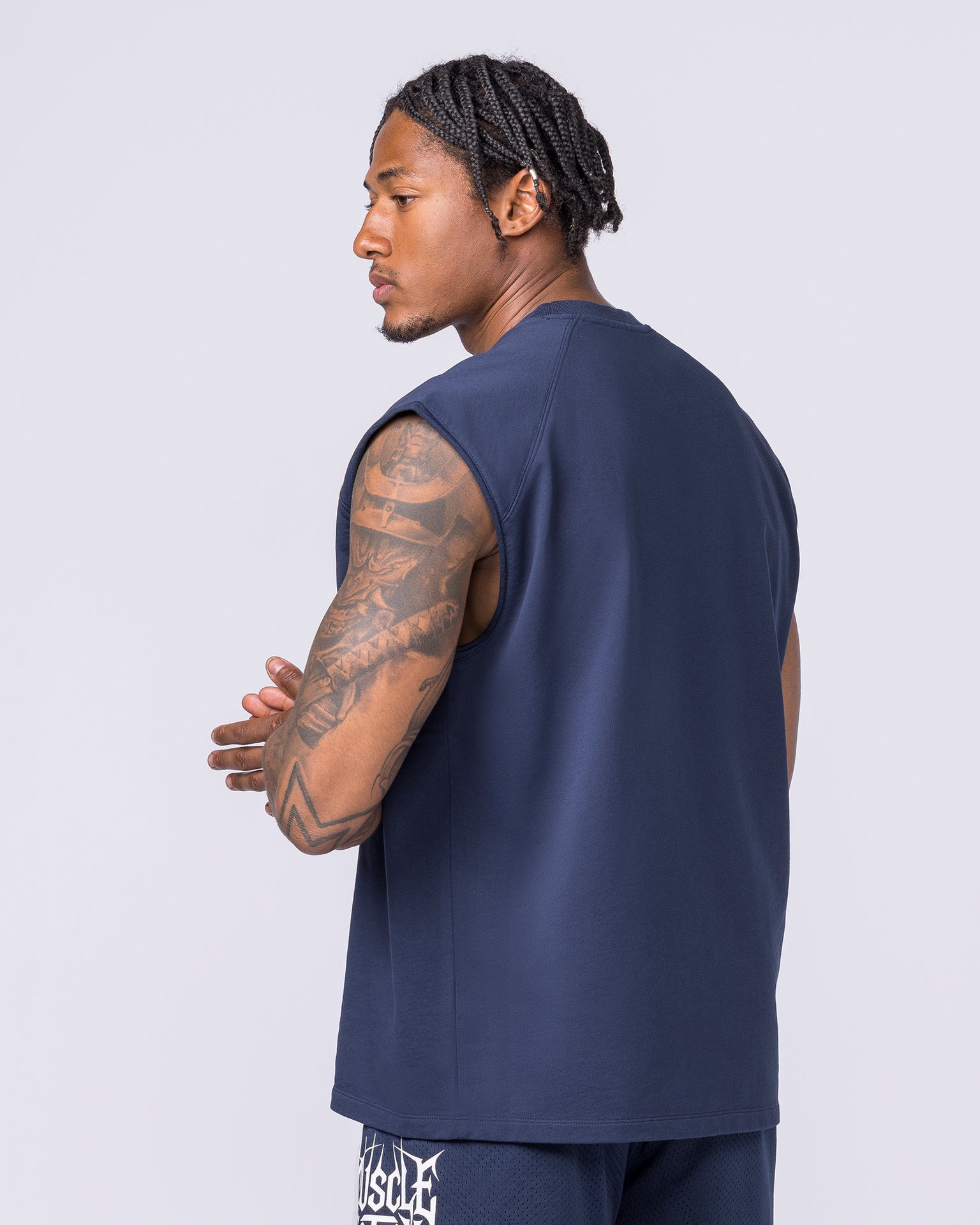Off Duty Boxy Muscle Tank - Navy-Singlets & Tanks-S-022621NAVY-S-MNAPPRL48670-3-Muscle Nation