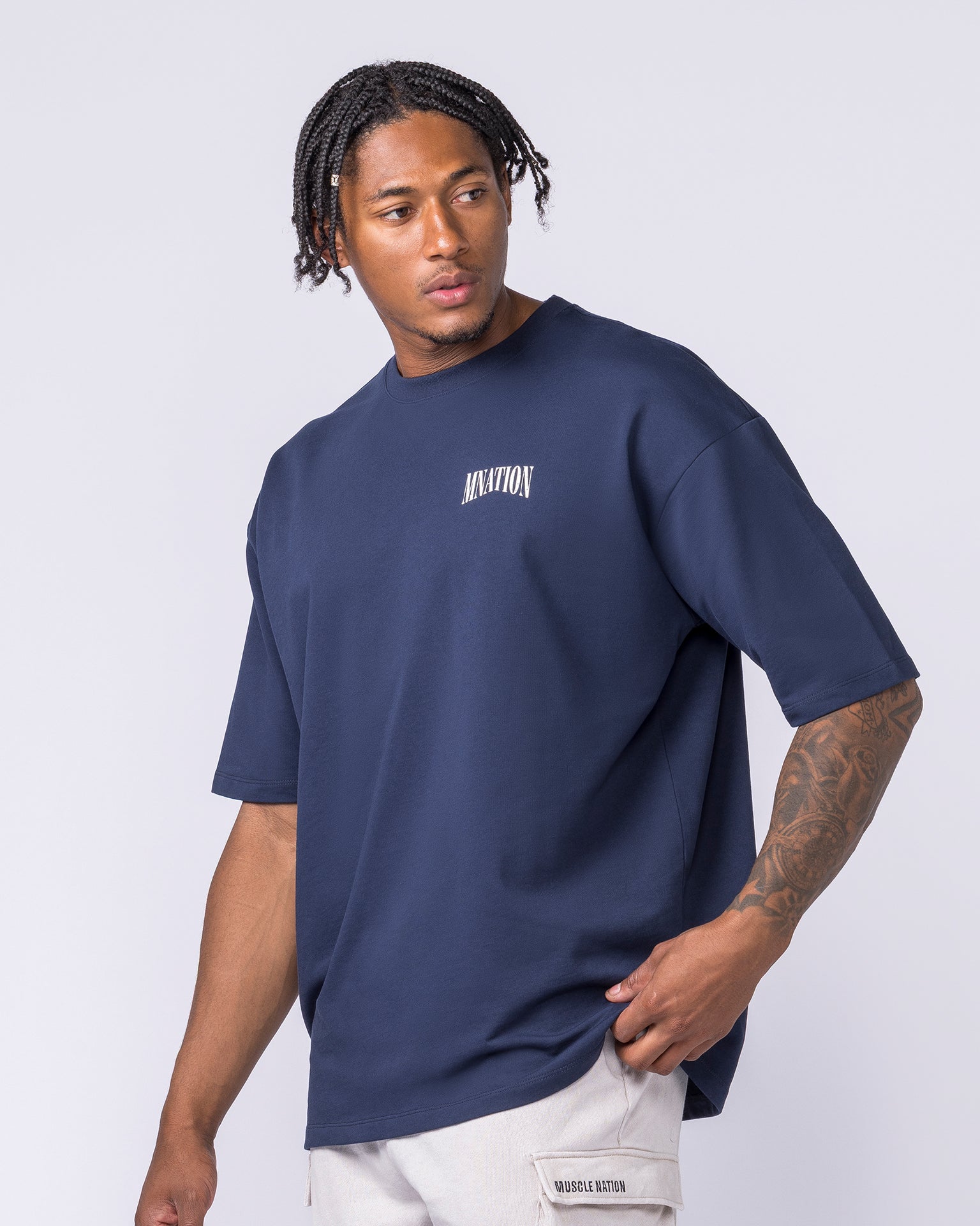 Off Duty Oversized Tee - Navy-T-Shirts-S-022622NAVY-S-MNAPPRL48684-3-Muscle Nation