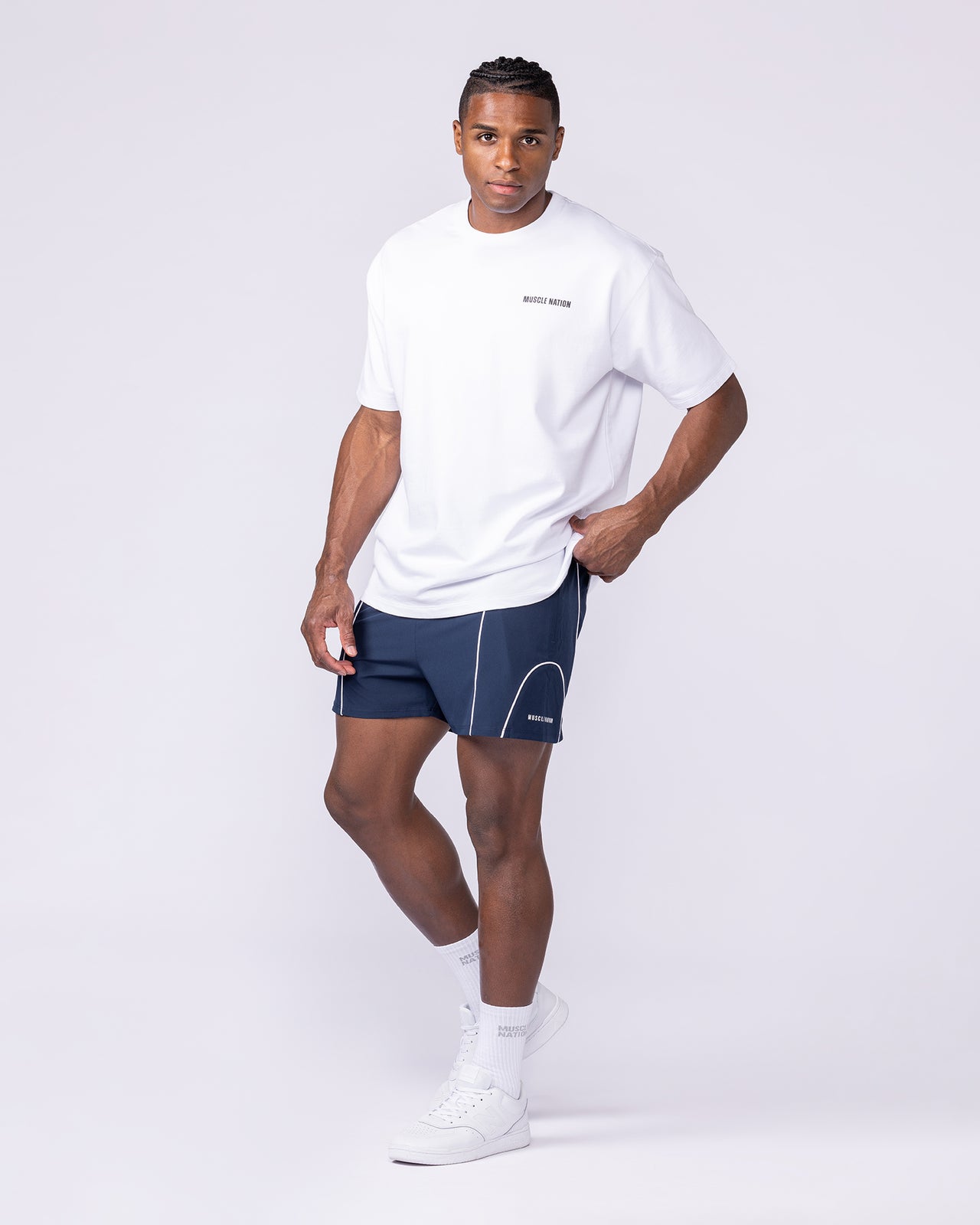 Offside Training 3" Shorts Navy - Muscle Nation men's gym shorts, view 6