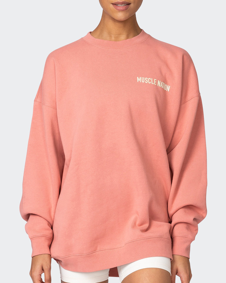 Alpha Crew Oversized Pullover - Powdered Pink