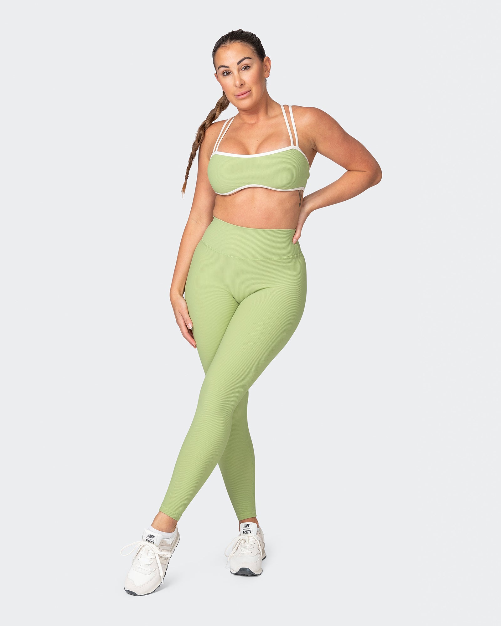 Zero Rise Rib Ankle Length Leggings - Matcha