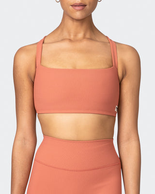Twist Rib Bra - Burnt Sienna-Sports Bras-XS-042303BNTSNA-XS-MNAPPRL23305-2-Muscle Nation