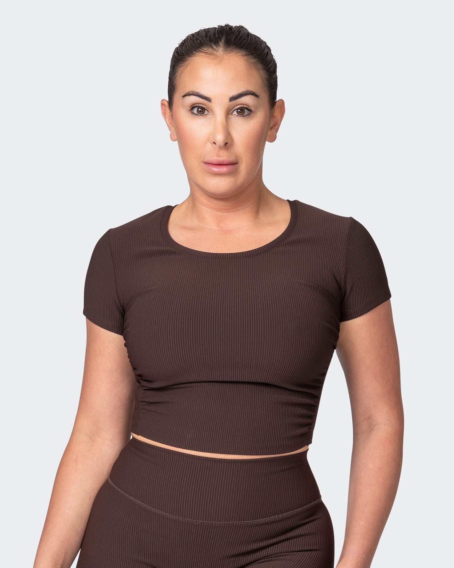 Rival Cropped Rib Top - Cocoa-Tops-XXS-042301COCOA-XXS-MNAPPRL23180-1-Muscle Nation