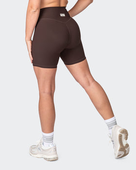 Zero Rise Rib Bike Shorts - Cocoa (Silicone Logo)