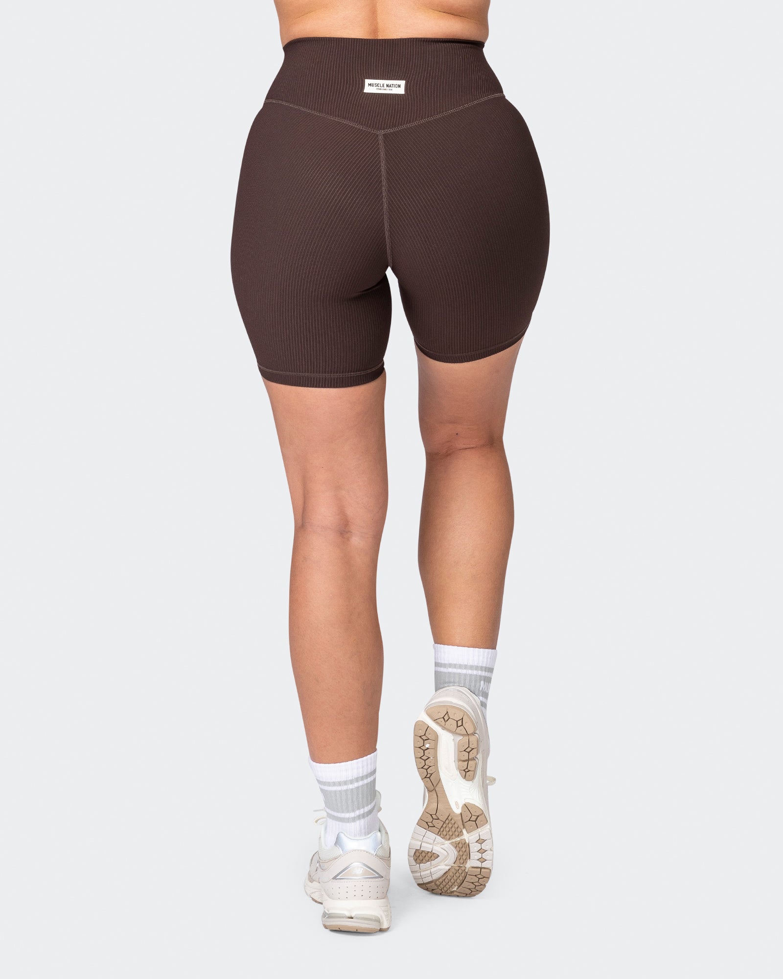 Zero Rise Rib Bike Shorts - Cocoa (Silicone Logo)