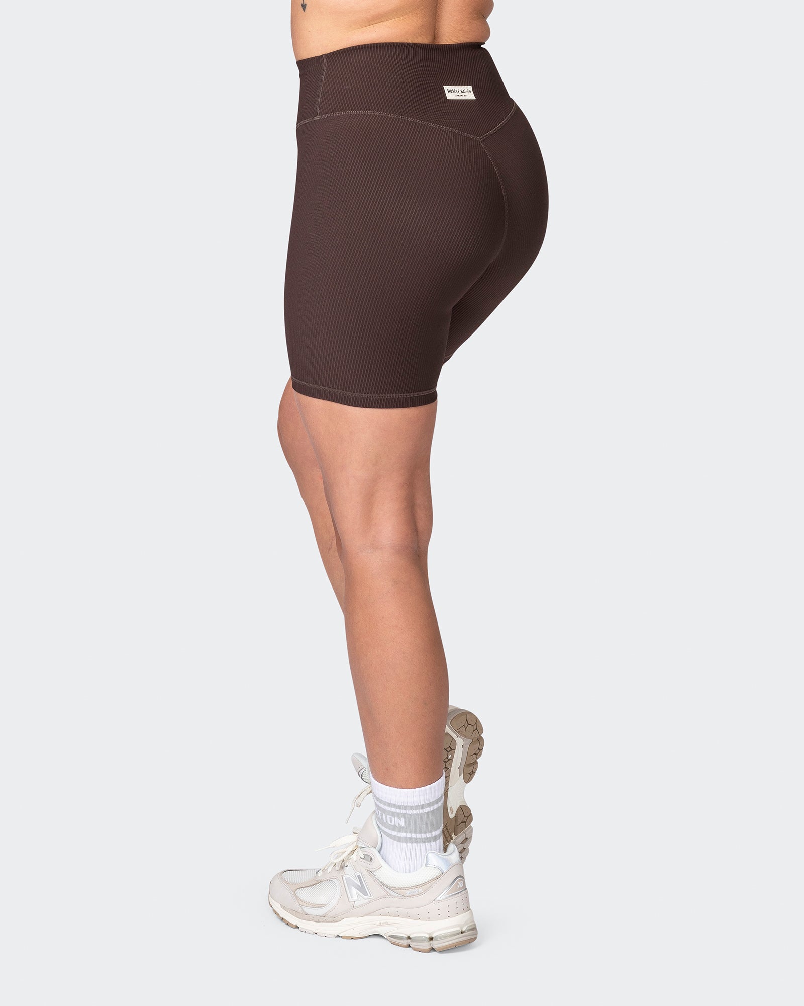 Zero Rise Rib Bike Shorts - Cocoa (Silicone Logo)