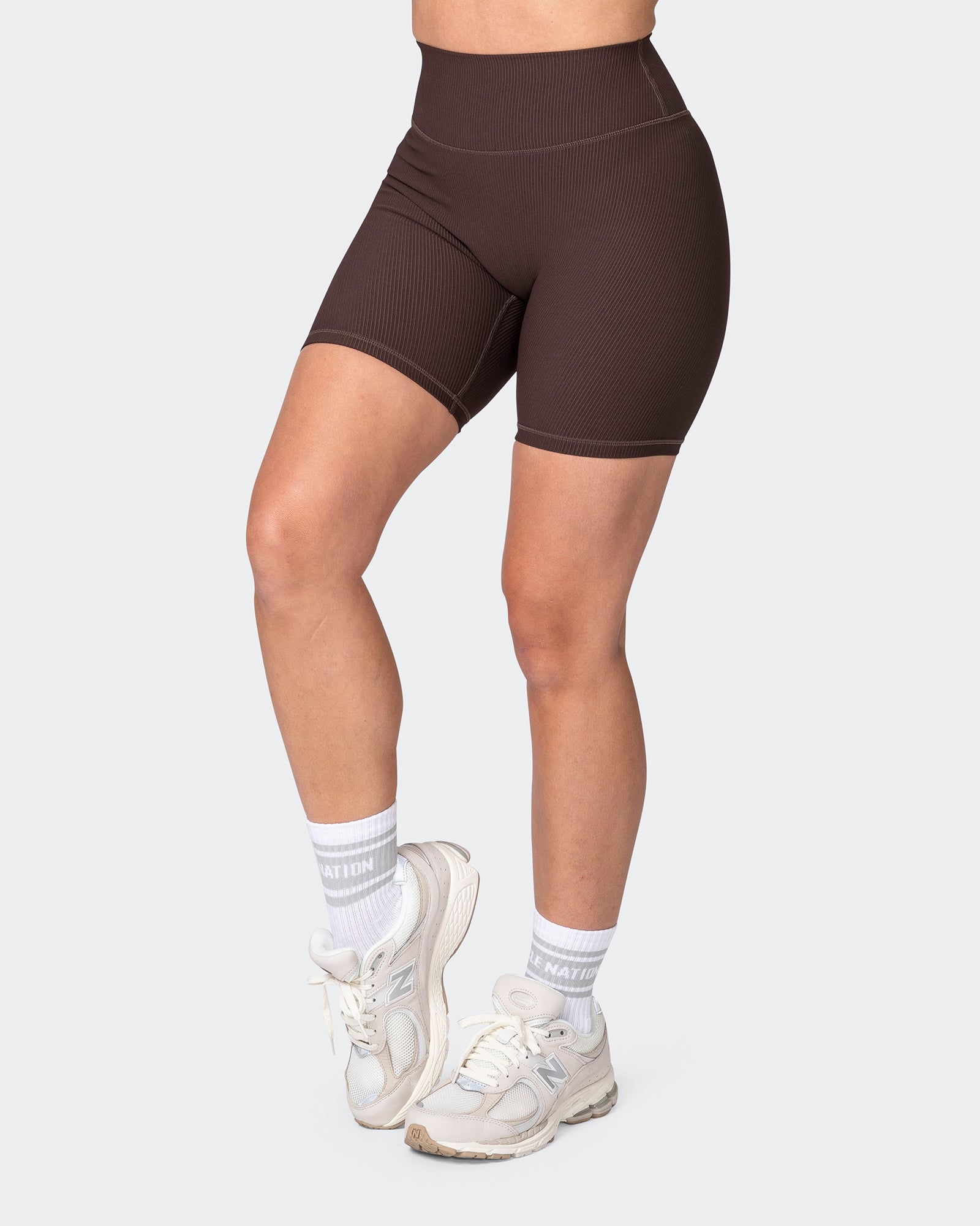 Zero Rise Rib Bike Shorts - Cocoa (Silicone Logo)