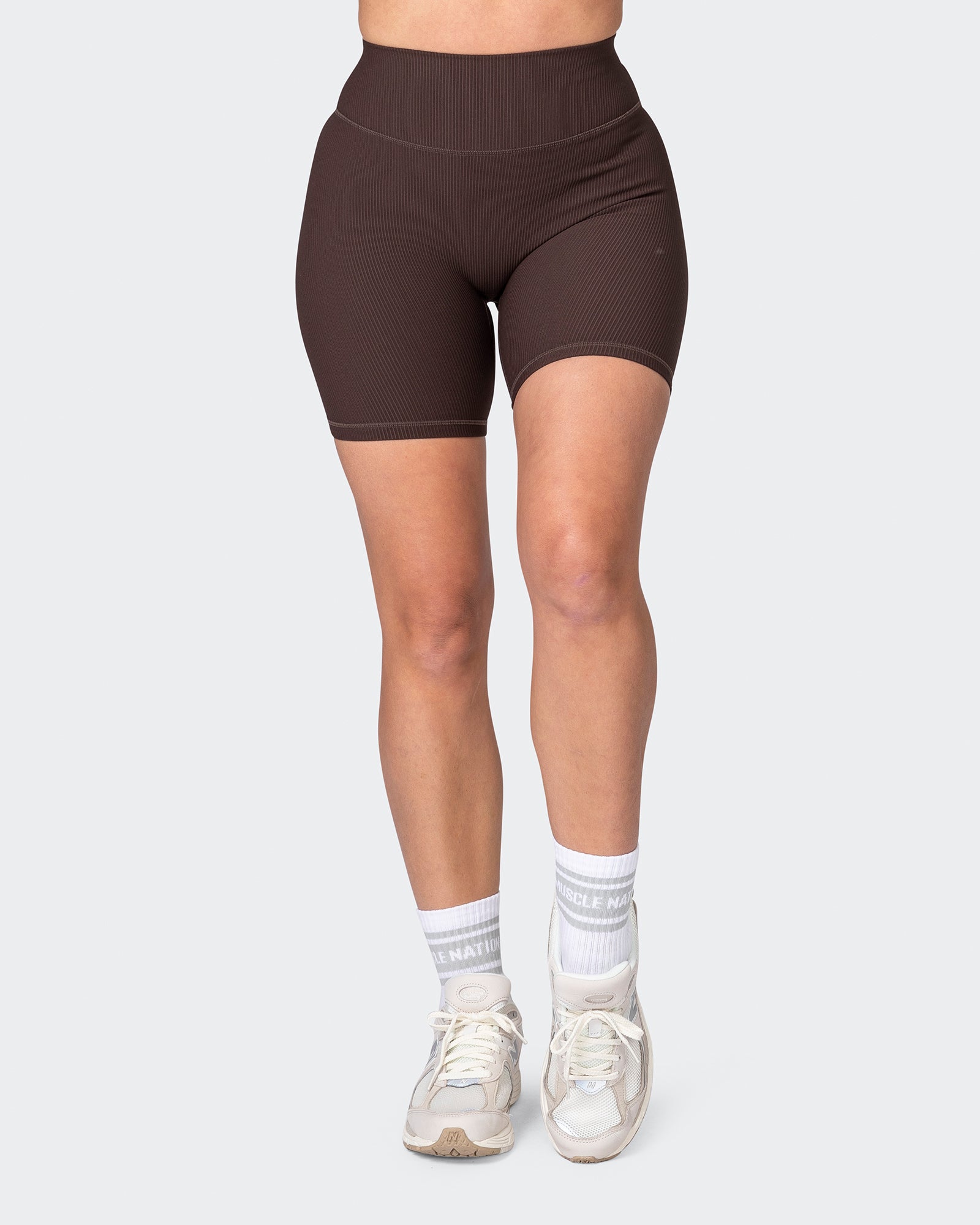 Zero Rise Rib Bike Shorts - Cocoa (Silicone Logo)