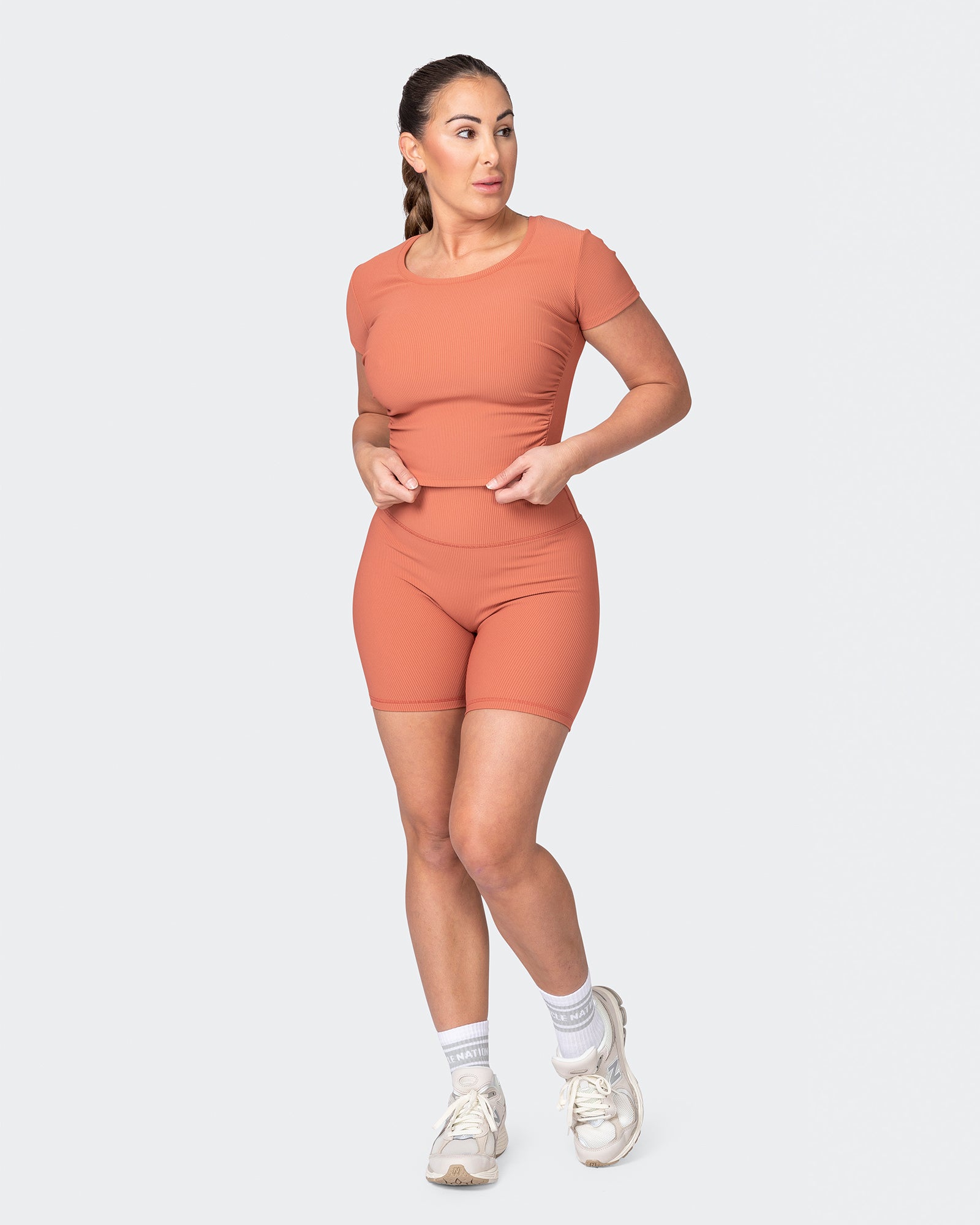 Rival Cropped Rib Top - Burnt Sienna