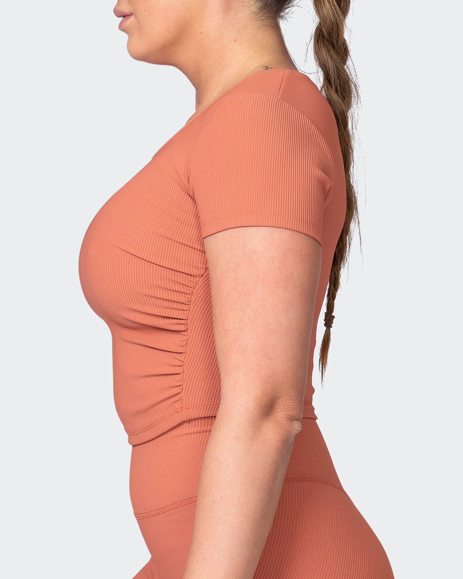 Rival Cropped Rib Top - Burnt Sienna