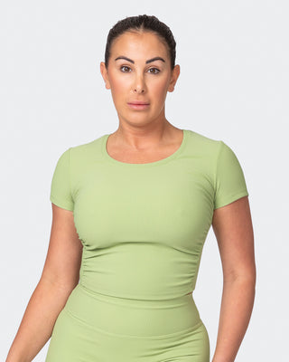 Rival Cropped Rib Top - Matcha-Tops-XXS-042301MTCHA-XXS-MNAPPRL23198-1-Muscle Nation