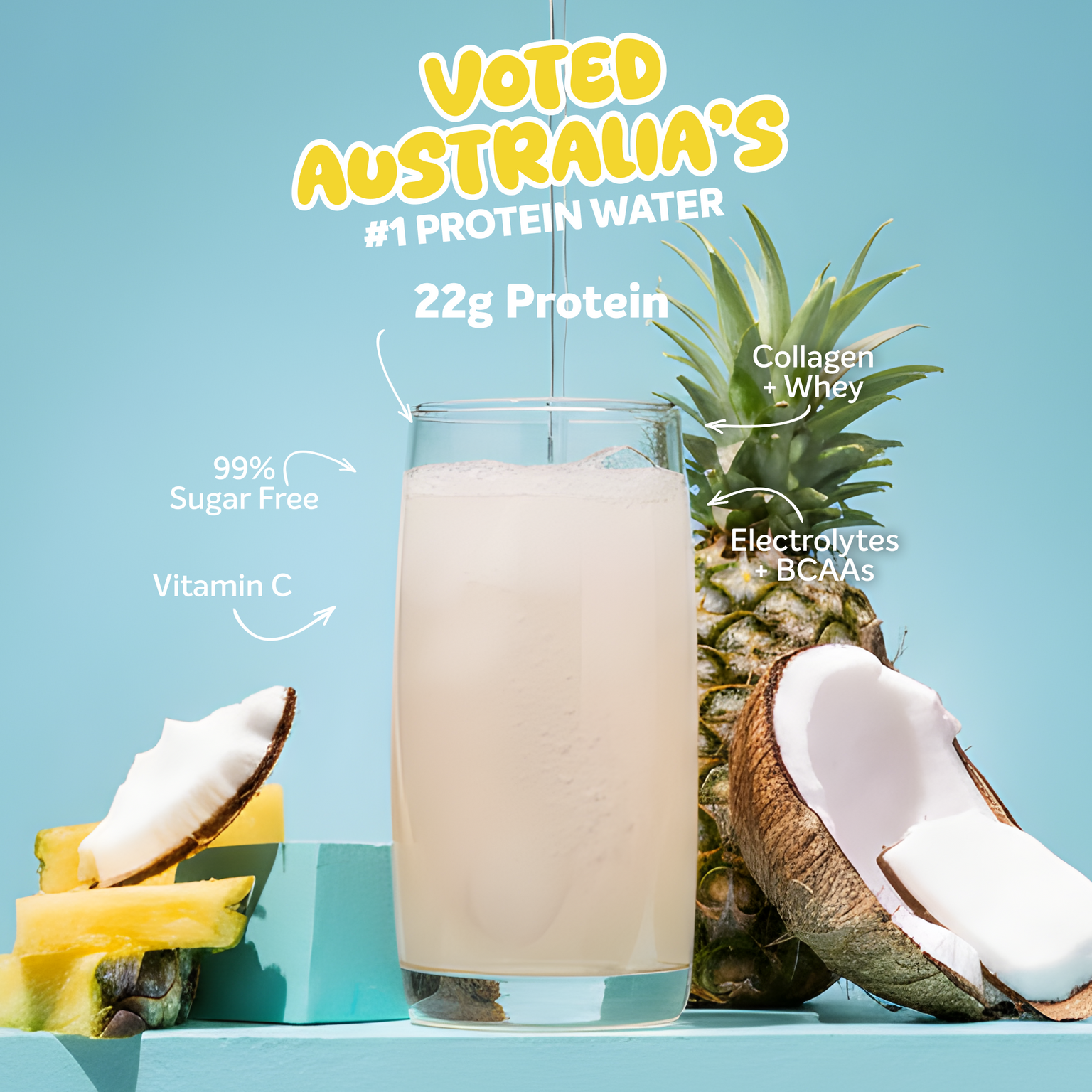 PROTEIN WATER - Coconut Pineapple - 300ml Tub-Protein Waters-2-Muscle Nation