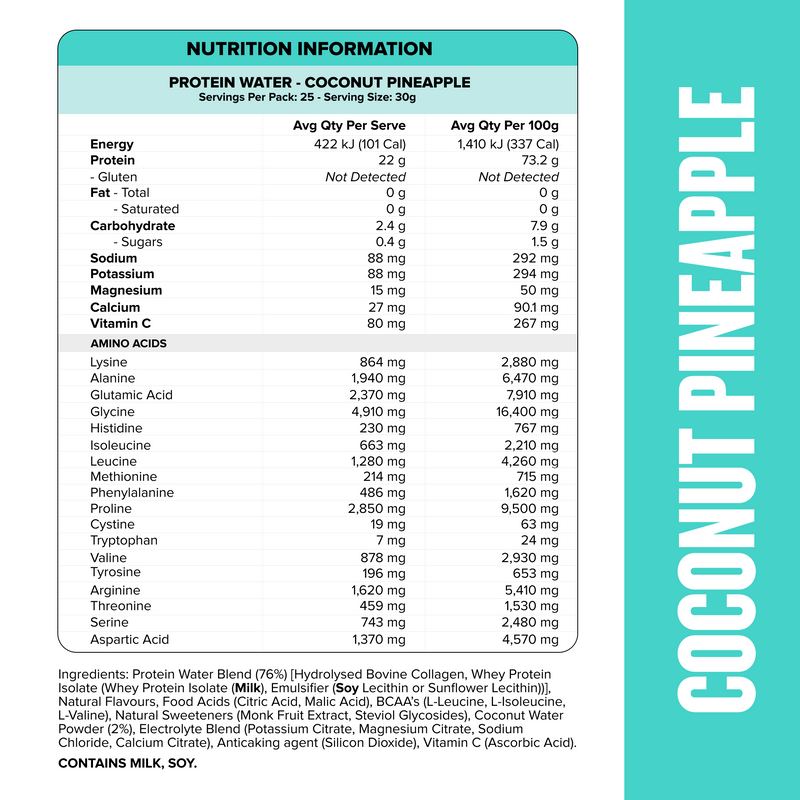 PROTEIN WATER - Coconut Pineapple - 25 serves-Protein Waters-MNSUPPS0379-9359054002838-3-Muscle Nation