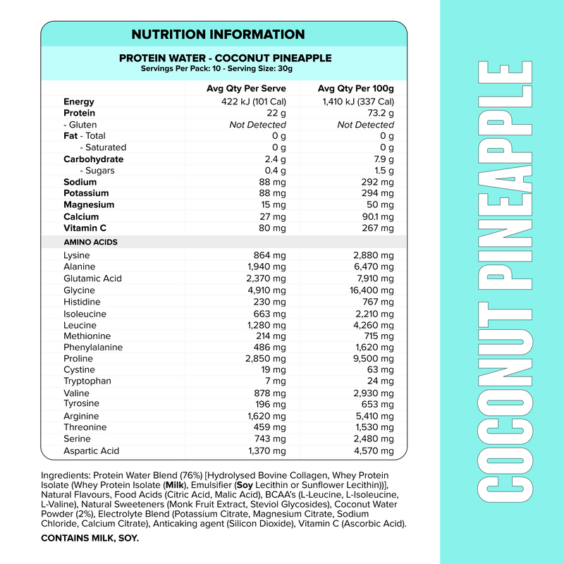 PROTEIN WATER Coconut Pineapple 300g nutrition information