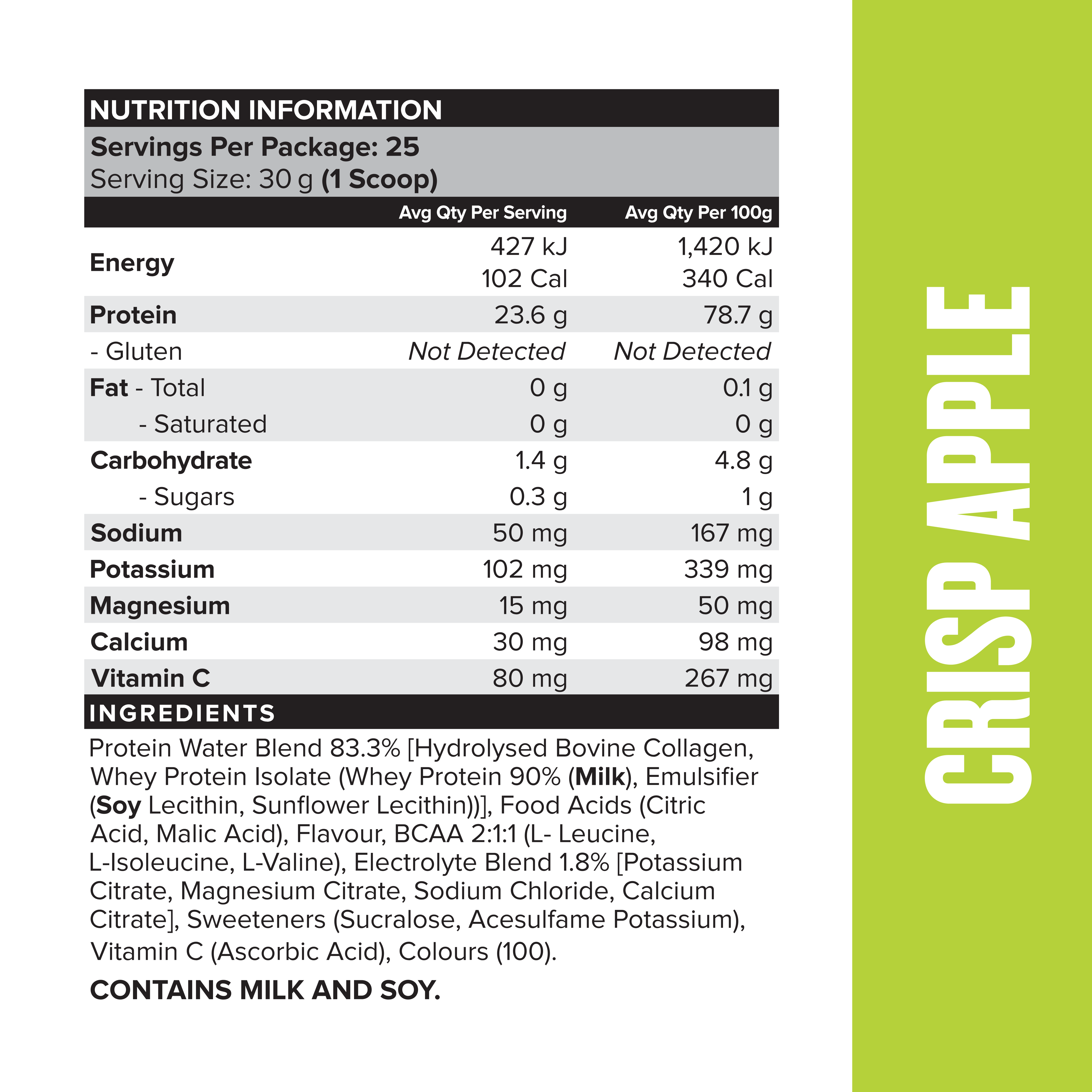 PROTEIN WATER - Crisp Apple - 25 serves-Protein Waters-MNSUPPS0304-9359054001251-2-Muscle Nation