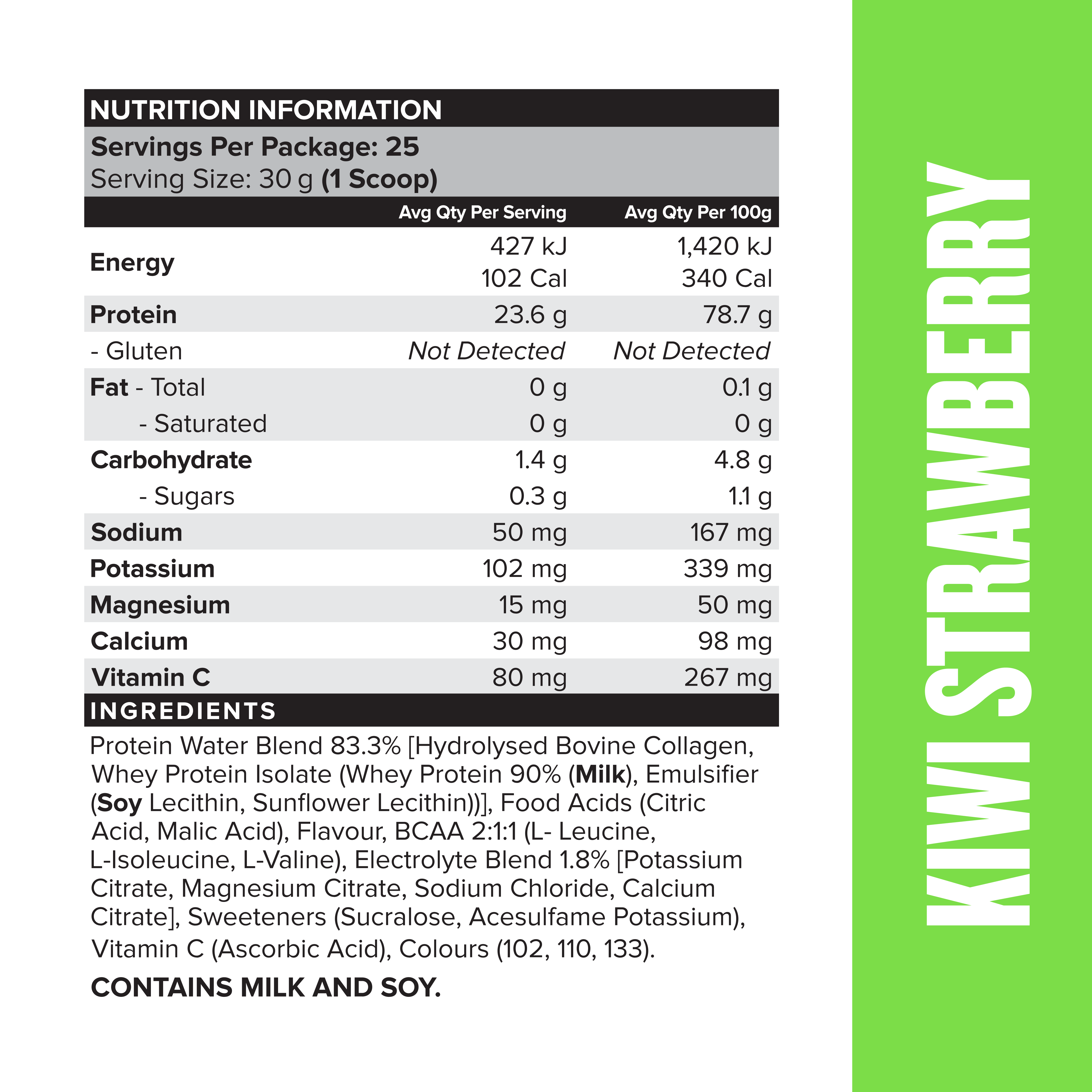 PROTEIN WATER - Kiwi Strawberry - 25 serves-Protein Waters-MNSUPPS0255-9359054001244-3-Muscle Nation