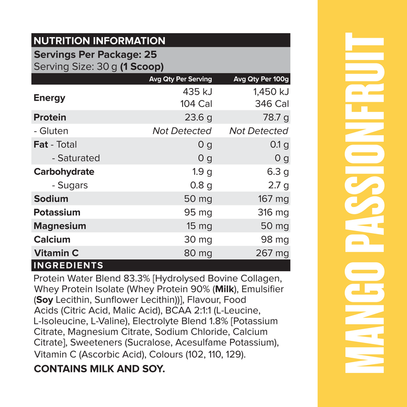 PROTEIN WATER - Mango Passionfruit - 25 serves-Protein Waters-MNSUPPS0211-9359054001213-3-Muscle Nation