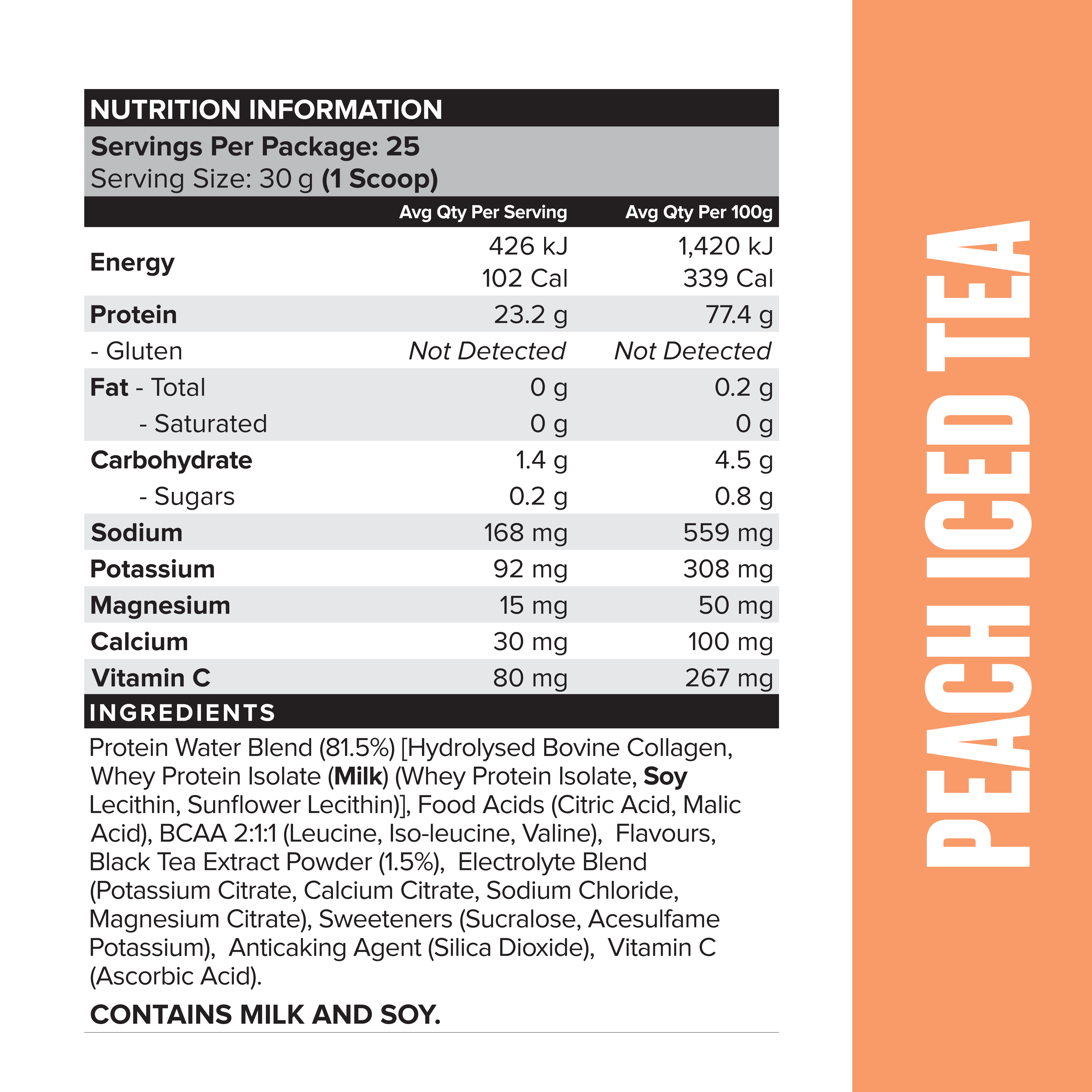 PROTEIN WATER - Peach Iced Tea - 25 serves-Protein Waters-MNSUPPS0331-9359054001299-3-Muscle Nation