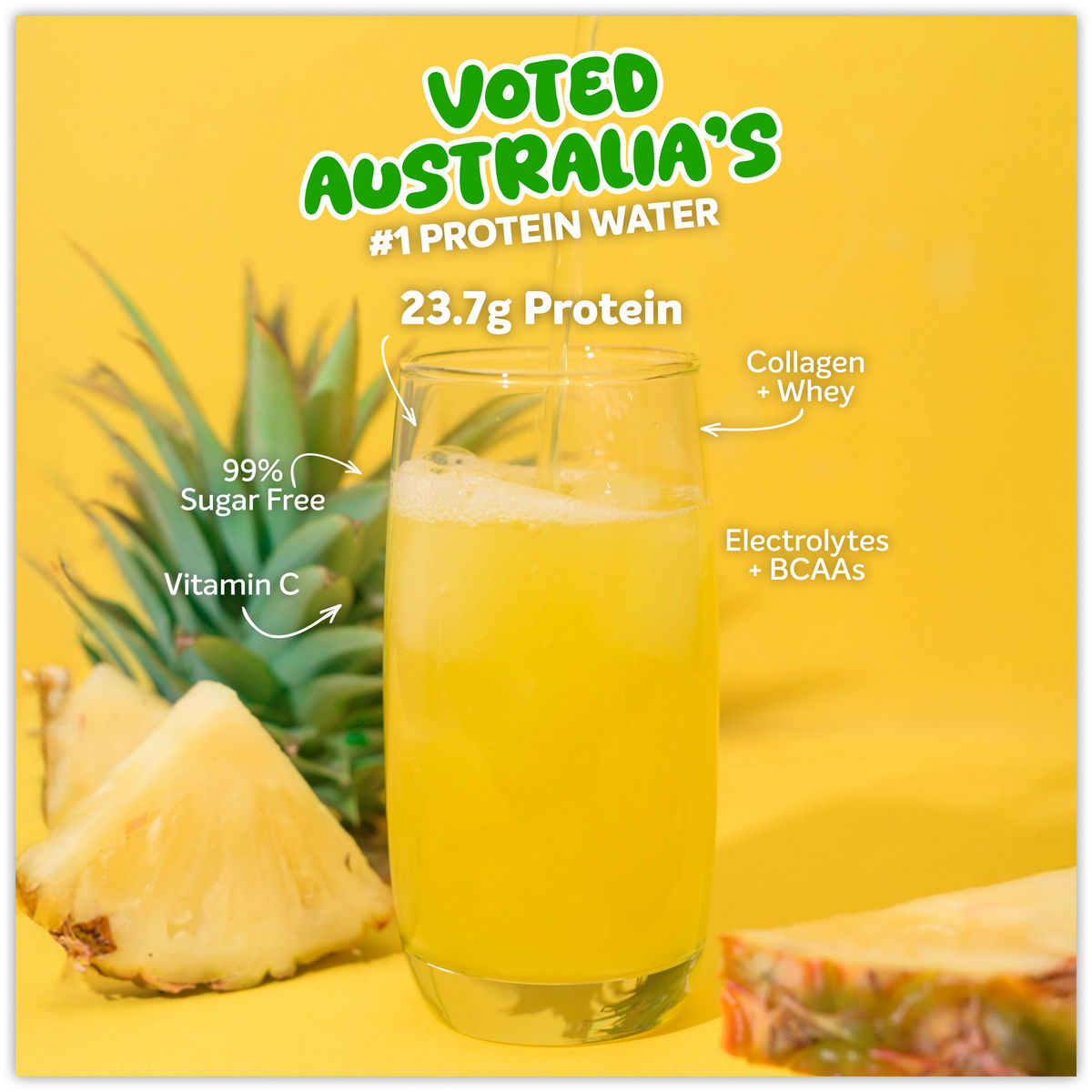 PROTEIN WATER Pineapple - Muscle Nation protein water, view 2